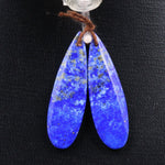 Natural Blue Lapis Earring Pair With Pyrite Long Teardrop Cabochon Cab Drilled Gemstone Matched Earring Beads Pair