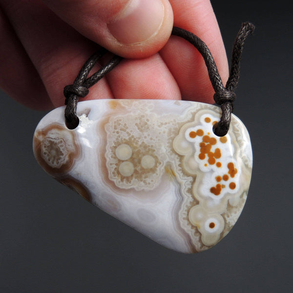 Natural Ocean Jasper Pendant Orange Pink Green White Two Hole Drilled Freeform Pendant P1185