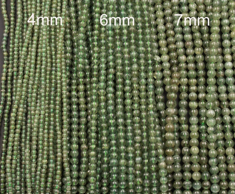Natural Green Garnet Round Beads 4mm Round 6mm Round 7mm Round Beads Full 16" Strand