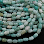 Natural Blue Amazonite Barrel Cylinder Tube Beads Stunning Soft Sea Blue Green Gemstone High Quality Good For Earrings 16" Strand