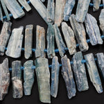 Rough Raw Natural Bicolor Kyanite Beads Rare Blue Green Kyanite Unpolished Freeform Irregular Long Spike Rectangle Gemstone 16" Strand