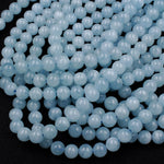 Natural Blue Aquamarine 6mm 8mm Round Beads AA Grade Translucent Real Genuine Natural Blue Aquamarine Gemstone Birthstone 16" Strand