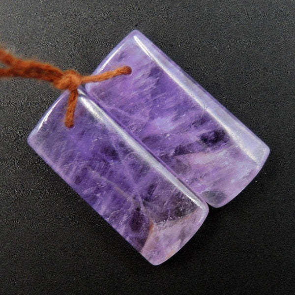 Natural Violet Amethyst Earring Pair Rectangle Cabochon Cab Pair Drilled Matched Gemstone Earrings Bead Pair Stone E2952