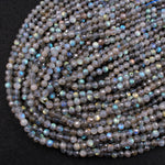 Faceted Labradorite 4mm 6mm Round Beads AA Quality Tons of Flashes Micro Faceted Natural Blue Labradorite Round Beads 16" Strand