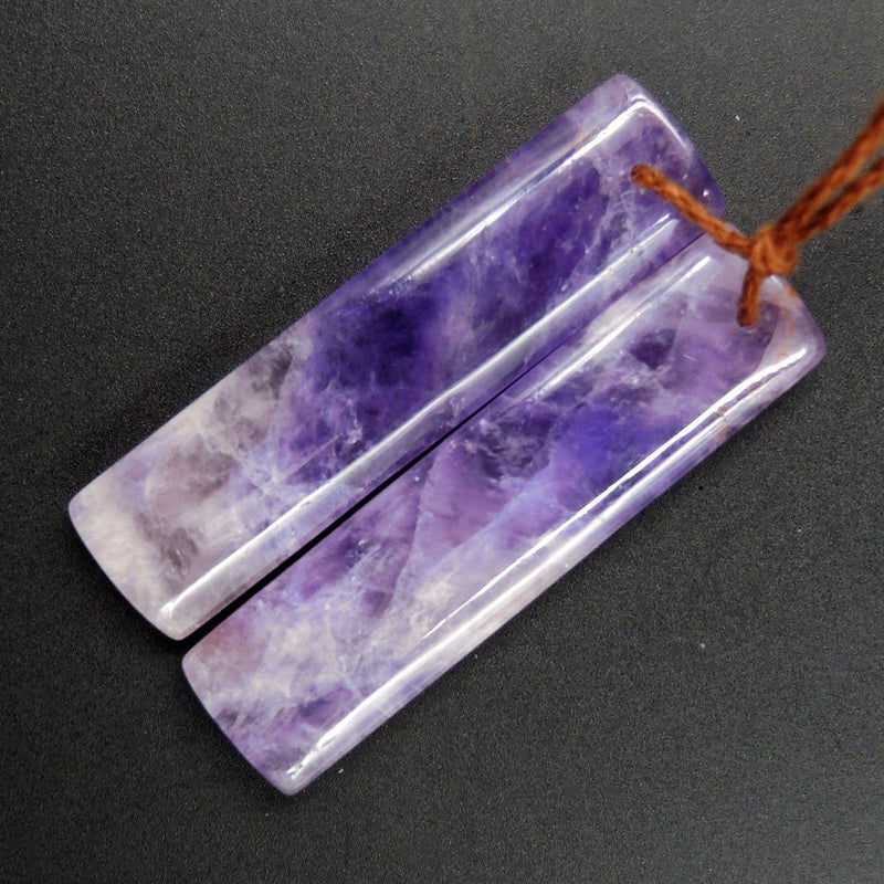 Natural Violet Amethyst Earring Pair Rectangle Cabochon Cab Pair Drilled Matched Gemstone Earrings Bead Pair Stone E2949