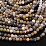 Natural African Dendritic Opal 8mm Round Beads Neutral Beige Creamy Taupe Sand Brown Color Opal Gemstone 16" Strand