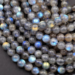 Flashy Labradorite 5mm 6mm 7mm Round Beads High Quality A grade Blue Golden Natural Labradorite 16" Strand