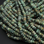 African Turquoise 6mm Faceted Rondelle Beads High Quality Natural Earthy Blue Green Turquoise 6x4mm Rondelle Sharp Facet Gemstone 16" Strand