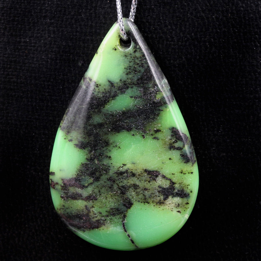 Natural African Green Chrysoprase Pendant Teardrop Shape Drilled Bead Pendant Sale