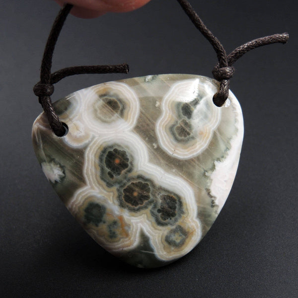 Natural Ocean Jasper Pendant Orange Pink Green White Two Hole Drilled Freeform Pendant P1169