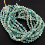 Matte Natural Blue Amazonite  6mm  8mm 10mm Round Beads Stunning High Quality Organic Frosty Matte Finish 16" Strand