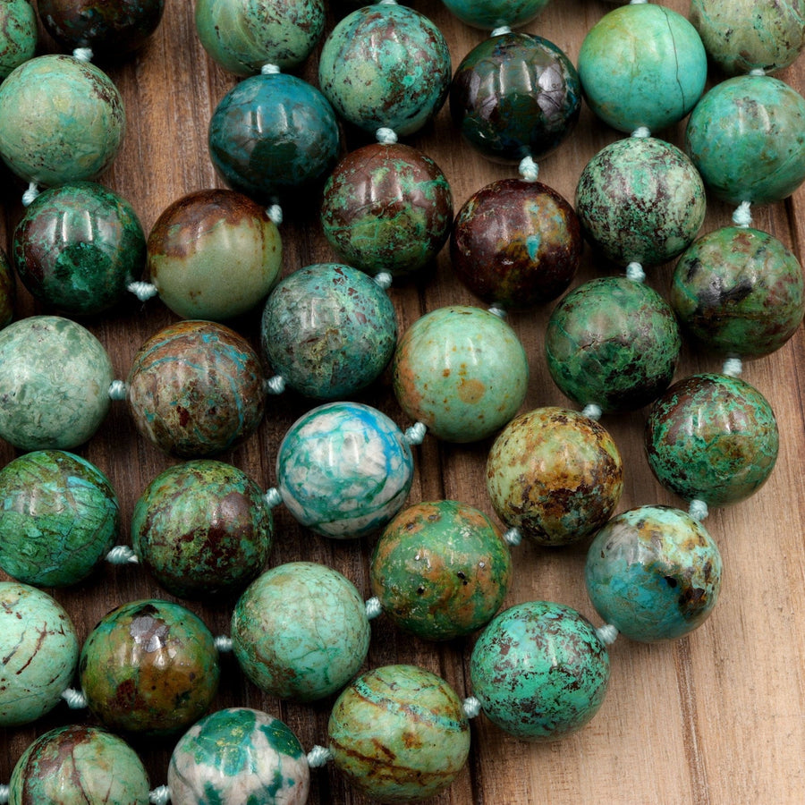 Arizona Chrysocolla Round Beads High Quality Natural Green Blue Chrysocolla 16mm Highly Polished Gemstone Beads 16" Strand