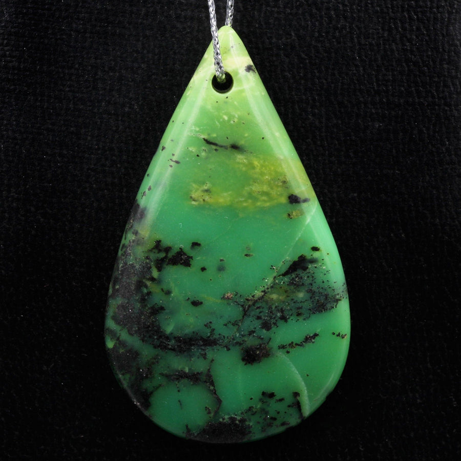 Natural African Green Chrysoprase Pendant Teardrop Shape Drilled Bead Pendant Sale