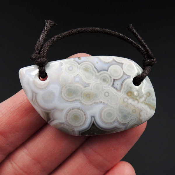 Natural Ocean Jasper Pendant Orange Pink Green White Two Hole Drilled Freeform Pendant P1182