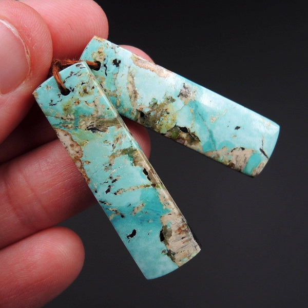 Natural Turquoise Earring Pair From Anhui Mine Cabochon Cab Pair Drilled Matched Earrings Bead Pair E2230
