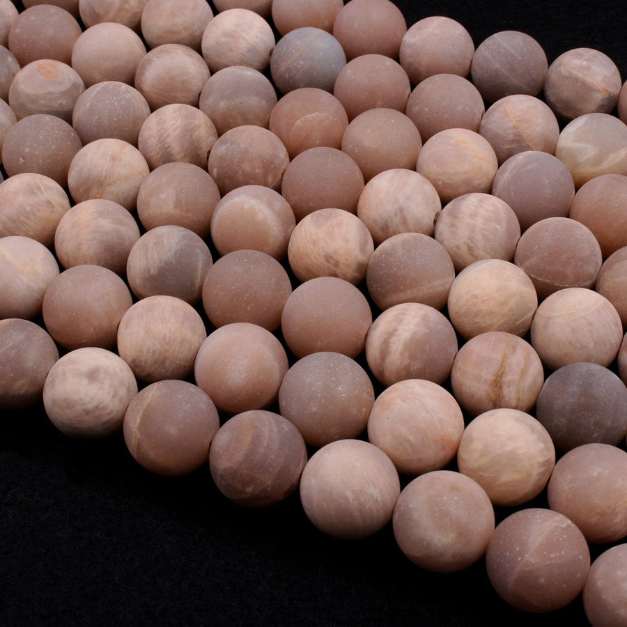 Matte Natural Peach Moonstone 14mm Round Beads Large Round Sphere A Grade Natural Gemstone 16" Strand