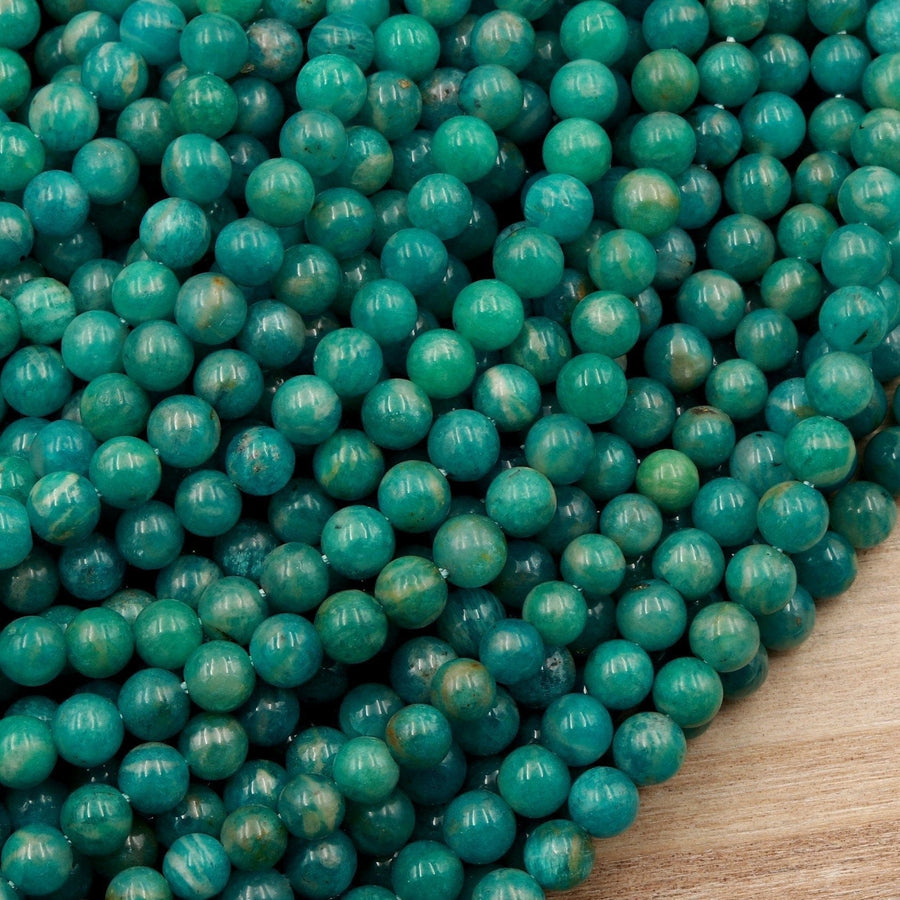 Natural Russian Amazonite 4mm 5mm 6mm Round Beads High Quality Genuine Real Natural Blue Green Gemstone 16" Strand