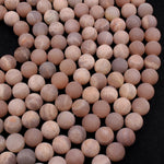 Matte Natural Peach Moonstone 14mm Round Beads Large Round Sphere A Grade Natural Gemstone 16" Strand