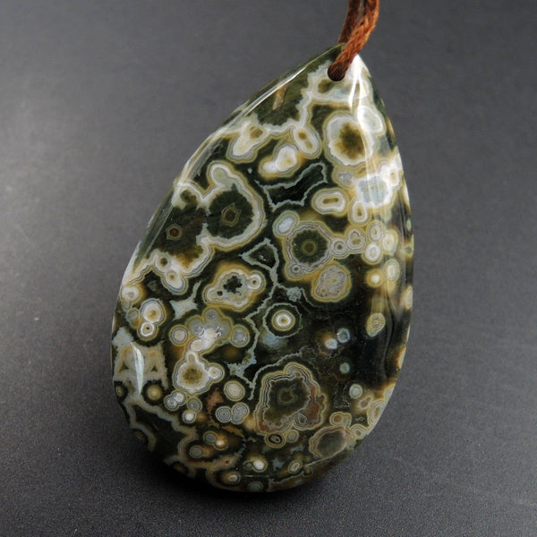 Ocean Jasper Pendant Teardrop Pendant Green Yellow Orange White Cabochon Cab Front Drilled Natural Stone Pendant Bead P1738