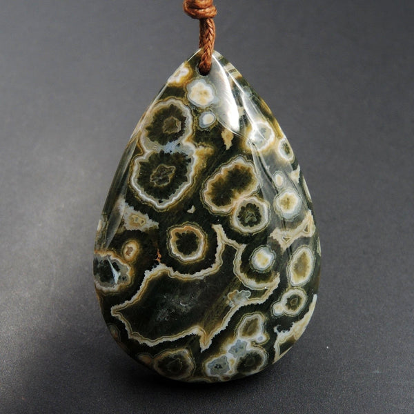Ocean Jasper Pendant Teardrop Pendant Green Yellow Orange White Cabochon Cab Front Drilled Natural Stone Pendant Bead P1737