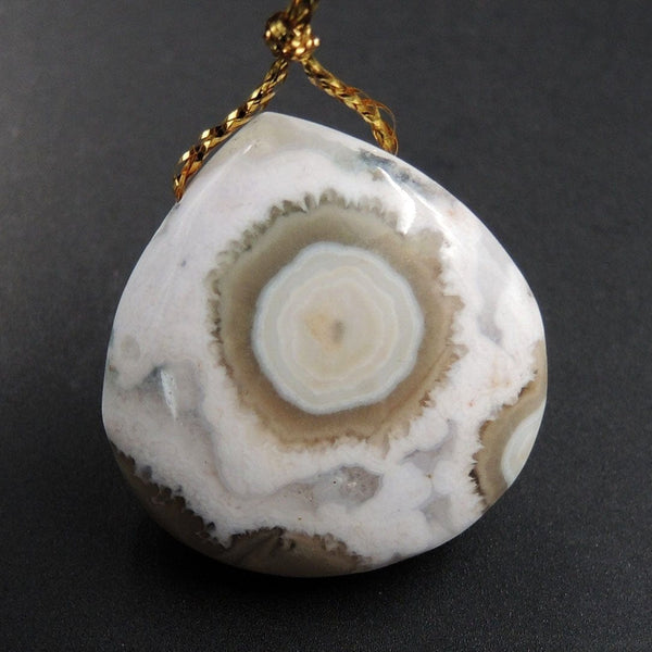 Ocean Jasper Pendant Orange White Grey Green Front Drilled Irregular Freeform Natural Stone Pendant P1736