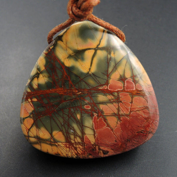 Large Hole Pendant 4mm Drill Large Red Creek Jasper Pendant Triangle Shape Natural Multi Color Picasso Jasper Good For Leather Cord P1721