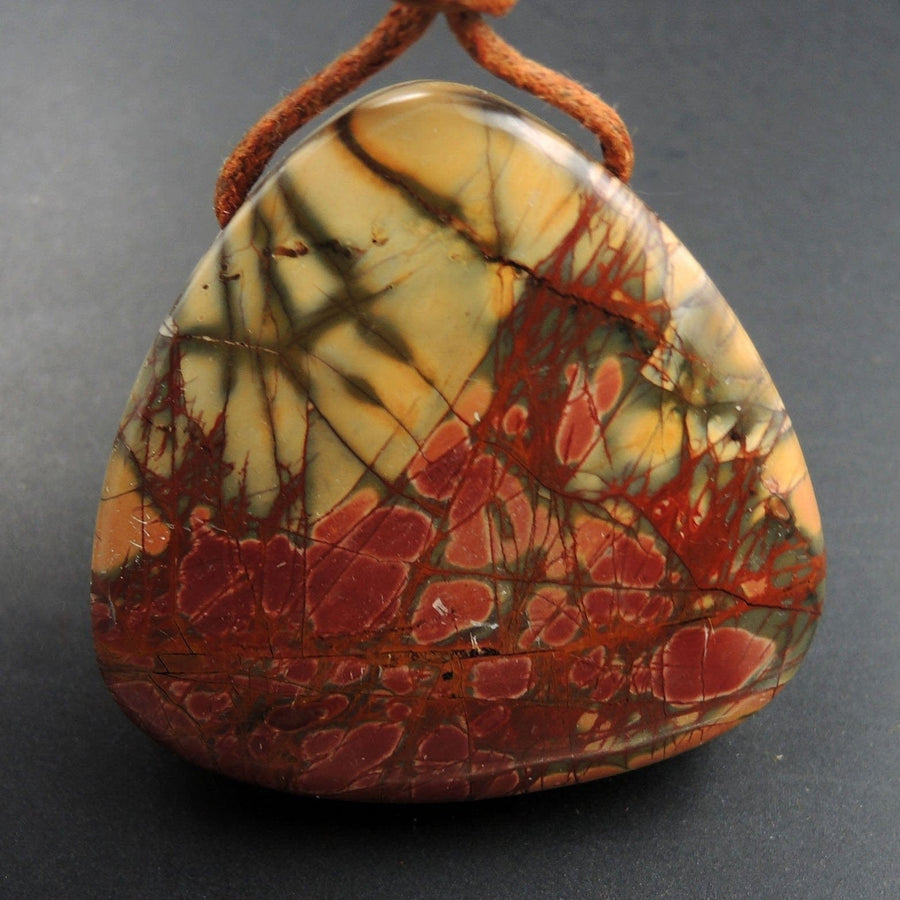 Large Hole Pendant 4mm Drill Large Red Creek Jasper Pendant Triangle Shape Natural Multi Color Picasso Jasper Good For Leather Cord P1721
