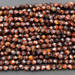 Star Cut Natural Red Tiger Eye Beads Faceted 8mm Rounded Nugget Sharp Facets 15" Strand
