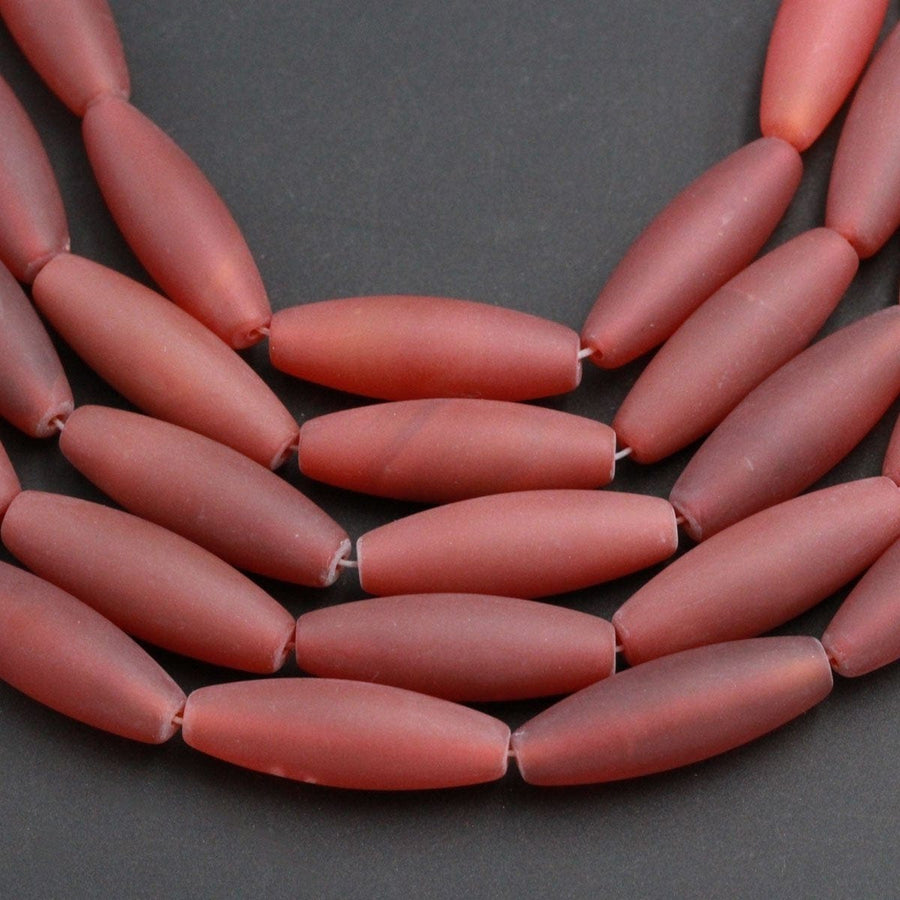 Natural Red Agate Beads Smooth Rounded Long Barrel Drum Tube Cylinder Beads Natural Rich Matte Red Agate Beads 16" Strand