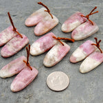 Natural Pink Tourmaline in Quartz Cabochon Cab Pair Drilled Matched Gemstone Earring Pair Bead Small Cute Shield Shape