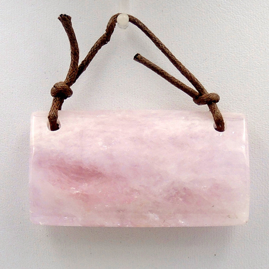 Large 2 Hole Pendant Drilled Natural Pink Morganite Pendant Pink Beryl Aquamarine Gemstone Rectangle Bead
