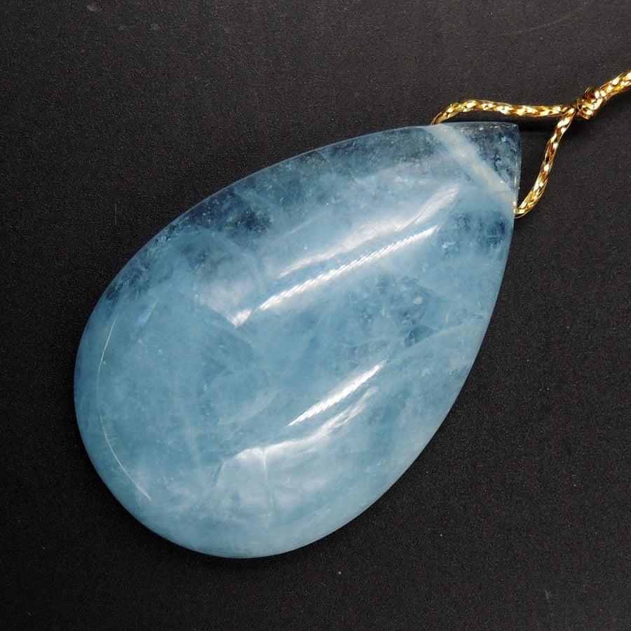 Blue Aquamarine Pendant Drilled Teardrop Pendant Natural Stone Focal Bead Pendant P1700