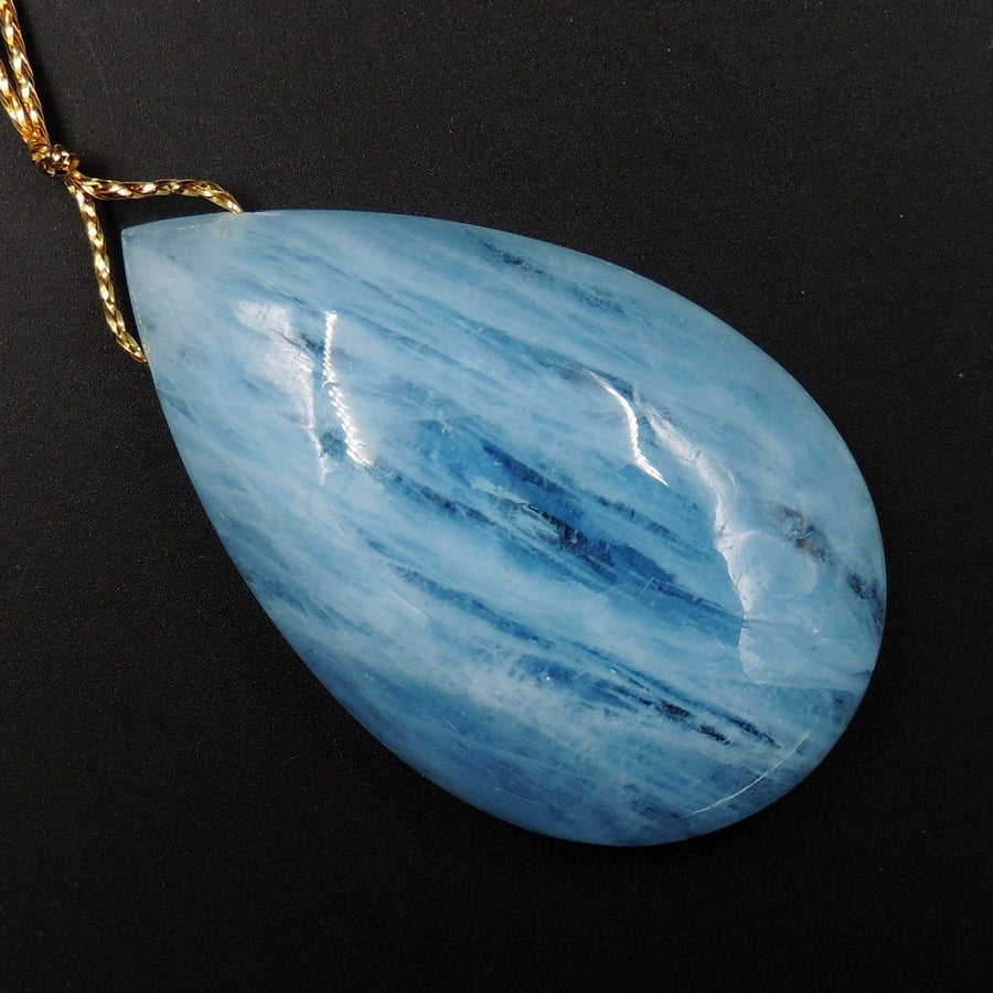 Blue Aquamarine Pendant Drilled Teardrop Pendant Natural Stone Focal Bead Pendant P1703