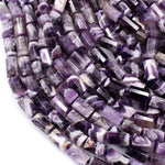 Faceted Natural Chevron Amethyst Tube Beads Long Cylinder 16x10mm 16" Strand