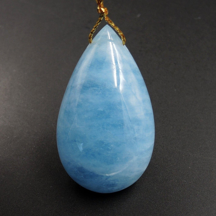 Blue Aquamarine Pendant Drilled Teardrop Pendant Natural Stone Focal Bead Pendant P1693