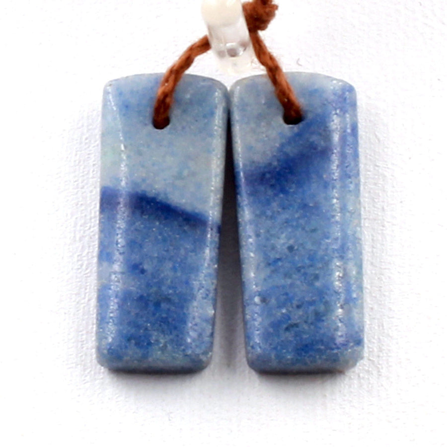 Drilled Natural Blue Aventurine Earring Pair Short Rectangle Cabochon Cab Pair Drilled Matched Earrings Bead Pair