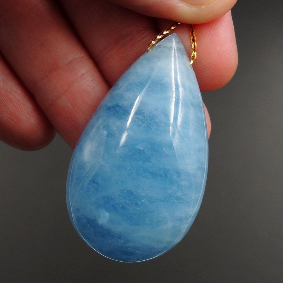 Blue Aquamarine Pendant Drilled Teardrop Pendant Natural Stone Focal Bead Pendant P1693