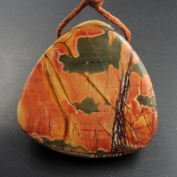 Red Creek Jasper Pendant Cherry Creek Jasper Pendant Multicolor Jasper Large Hole Good For Leather Natural Stone Drilled Pendant P1714