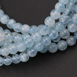 Natural Blue Aquamarine 5mm Round Beads Natural Blue Gemstone 16" Strand