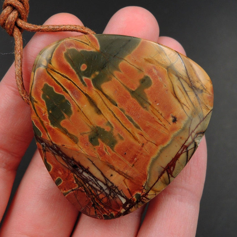 Red Creek Jasper Pendant Cherry Creek Jasper Pendant Multicolor Jasper Large Hole Good For Leather Natural Stone Drilled Pendant P1714