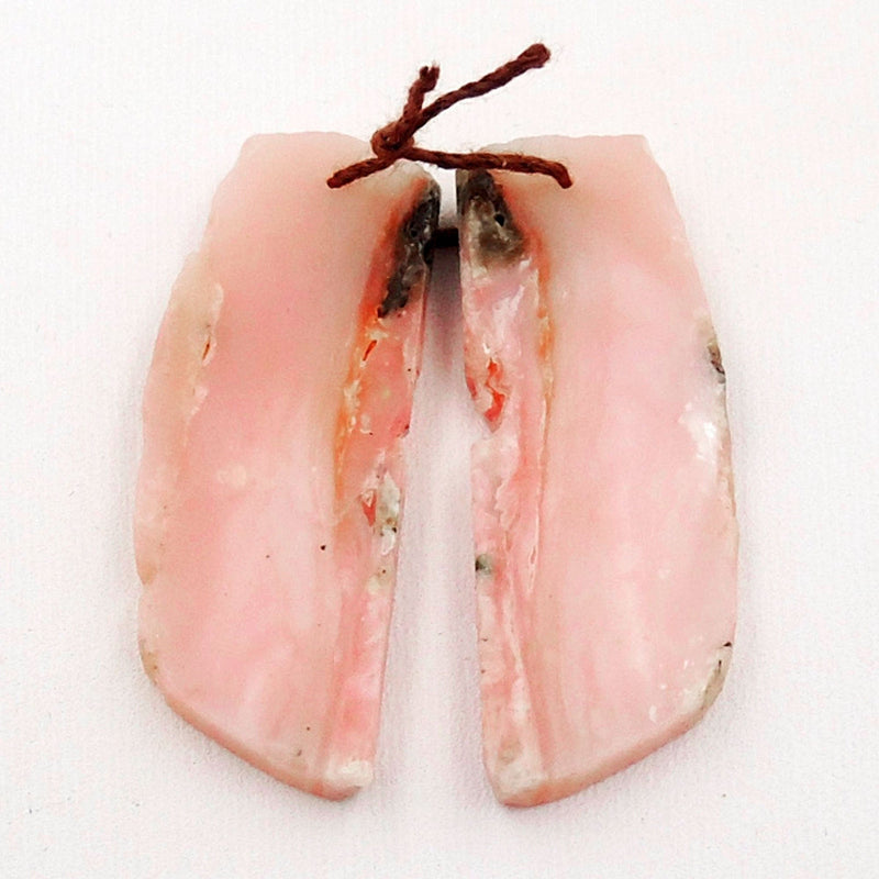 Natural Peruvian Pink Opal Earring Pair Freeform Irregular Gemstone Cabochon Cab Pair Drilled Matched Earrings