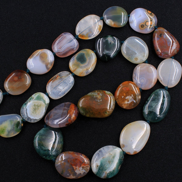 Extra Gemmy! Natural Ocean Jasper Beads Smooth Oval Pebble Freeform Nuggets Vibrant Green Red Orbs Eyes High Quality Gemstone 16" Strand