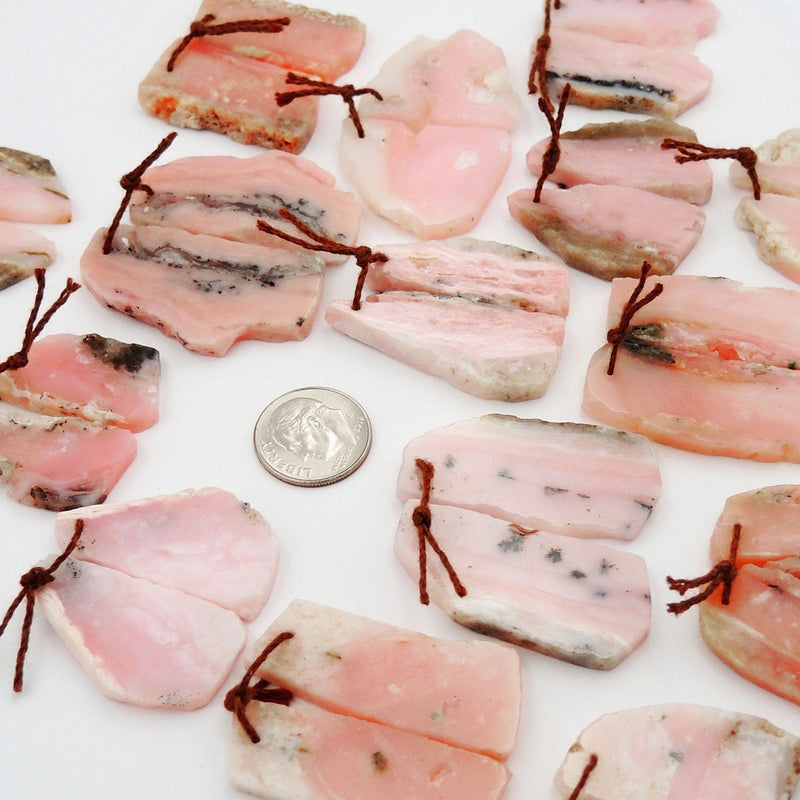 Natural Peruvian Pink Opal Earring Pair Freeform Irregular Gemstone Cabochon Cab Pair Drilled Matched Earrings