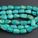 Genuine Natural Turquoise Freeform Large Rounded Nuggets Genuine Real Stunning Blue Green Turquoise Gemstone Beads 16" Strand