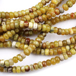 Rare Natural Russian Blood Serpentine Jade 6x4mm Rondelle Beads Red Mustard Green Jade From Russia 16" Strand