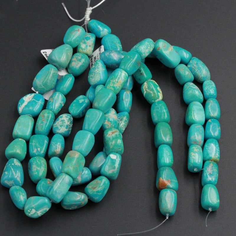 Genuine Natural Turquoise Freeform Large Rounded Nuggets Genuine Real Stunning Blue Green Turquoise Gemstone Beads 16" Strand