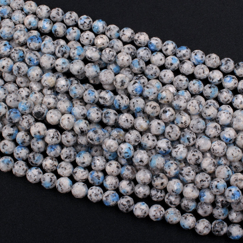 Faceted K2 Jasper Granite 8mm Round Beads 16" Strand