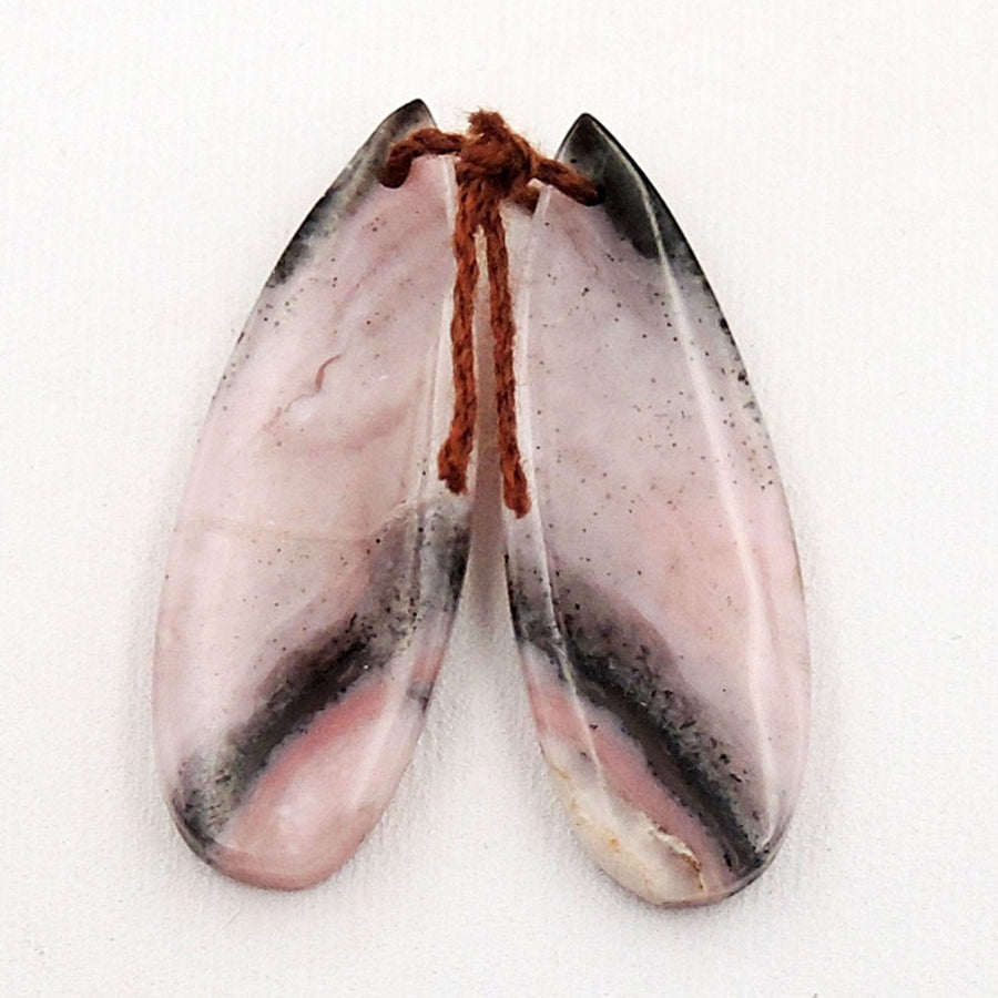 Natural Peruvian Pink Opal Earring Pair Teardrop Gemstone Cabochon Cab Pair Drilled Matched Earrings
