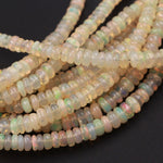 16 Inches Ethiopian Opal Beads Rondelle Graduating 3mm 4mm AAA Super Flashy Fiery Rainbow Yellow Opal Smooth Rondelle Beads 16" Strand A2