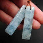 Natural Aquamarine Drilled Earring Pair Rectangle Cabochon Cab Pair Matched Pair Earrings Bead E2941